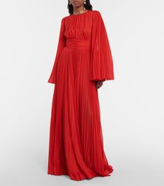 Pleated Gown in Red - Dolce Gabbana | Mytheresa Long Chiffon Dress, Gown Elegant, Pleated Gown, Gabbana Dress, Evening Dresses Online, Cheap Evening Dresses, Dresses Formal Elegant, Chiffon Dress Long, Dolce Gabbana Dress