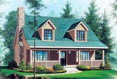 this is an artist's rendering of the cabin style house plans for small homes