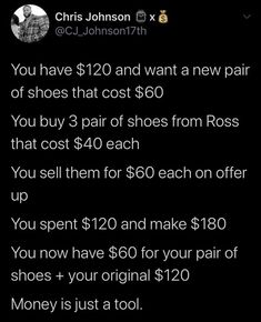 the text reads, you have $ 120 and want a new pair of shoes that cost $