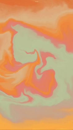 an abstract painting with orange, pink and green colors