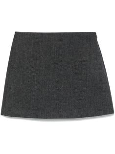 charcoal grey interlock weave A-line concealed side hook and zip fastening full lining straight hem thigh-length Mini Grey Skirt, Mini Skirt Grey, Gray Mini Skirt, Grey Mini Skirt, Grey Skirt, A Line Mini Skirt, Iconic Bags, Demi Fine Jewelry, Exclusive Fashion