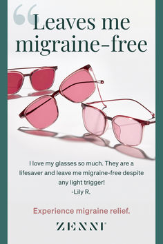 Leave behind the limitations of sunlight, fluorescent light, and screens with our specialized rose-tinted lenses. Experience tailored comfort and therapeutic relief to restore your sense of well-being. Light Sensitivity Glasses, Natural Migraine Relief, Migraine Prevention, Light Sensitivity, Migraine Relief, Zenni Optical, Migraine Headaches, Birthday List, Fluorescent Light