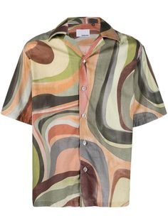 Men's Costumein Abstract-print Short-sleeved Shirt - Gray - Casual shirts Abstract-print short-sleeved shirt from COSTUMEIN featuring multicolour, cotton, abstract pattern print, classic collar, front button fastening, short sleeves and straight hem. Beach Outfit Men, Cuban Shirts, Abstract Shirt, Designer Shirts For Men, Beach Bonfire, Designer Shirts, Print Jacket, Shirts For Men, Collar Shirts