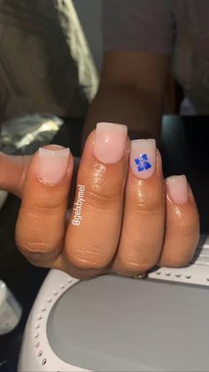 Nails for Hawaii summer nails basic nails blue nails flower nails Basic Nails Blue, Hawaii Nails Short, Gel X Nails Simple, Summer Nails Basic, Blue Nails Flower, Nude Nails Square, Nails Hibiscus Flower, Nails For Hawaii, Nails Hibiscus