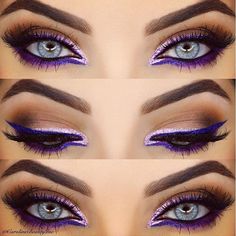 that purple liquid eyeliner = gorgeous!! @alwaysjennuine Carnaval Make-up, Bright Eye Makeup, Smink Inspiration, Colored Eyeliner, Eyeliner Looks