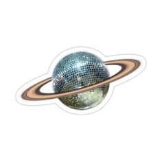 Saturn Disco Ball Tattoo, Saturn Disco Ball, Cosmic Stickers, Disco Collage, Iconic Stickers, Disco Stickers, Saturn Sticker, Disco Ball Tattoo, Disco Ball Sticker