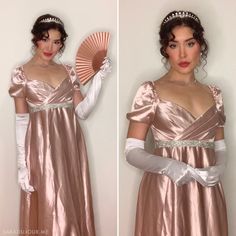 Bridgerton Costume - Regency Ball Style | Sara du Jour Bridgerton Style Outfits, Bridgerton Experience, Bridgerton Fashion, Bridgerton Costumes, Farewell Ideas, Regency Ball, Country Wedding Pictures, Halloween Month, Rose Gold Clothes