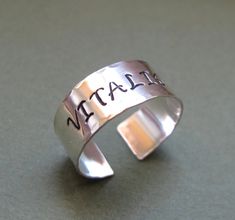 Custom Name Engraved Band. Personalized Sterling Silver Ring. Adjustable Ring, Customized Word, Date, Name Ring Birthday Gift for her or him Gorgeous sterling silver ring with a hammered finish. This is a custom engraved ring, I can engrave it with any words, dates or names you want. This is a really quality ring. You can swim with it, the ring will preserve its look anyway. The ring won't lose its beautiful look as it's made of sterling silver 925. It's a unisex ring, suitable both for men and Mens Necklace Personalized, Engraved Rings Personalized, Name Ring, Artisan Rings, Name Rings, Mens Anniversary Gifts, Birthday Ring, Unisex Ring, Birthday Gift For Her