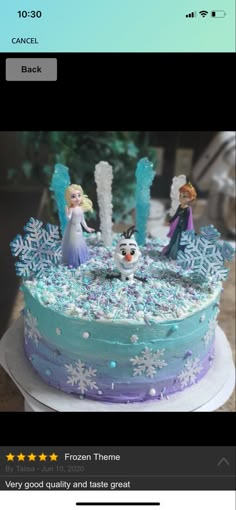 the frozen princess cake is decorated with frosting