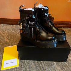 Dr. Martens Marc Jacobs Black Vegan Jadon Boots Us Womens 6 Limited Edition Nib! Men’s Us Size 5 Women’s Us Size 6 Euro Size 37 New In Box! Sold Out! Designer Ankle Moto Boots, Jadon Boots, Jacob Black, Black Vegan, Fantasy Fashion, Moto Boots, Dr. Martens, Marc Jacobs, Limited Edition