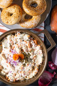 Lox Bagel Dip Recipe Sandwich Dip, Cream Cheese Smoked Salmon, Cream Cheese Smoked, New York Deli, Bagel Dip, Bagel Bar, Capers Recipe, Pantry Challenge