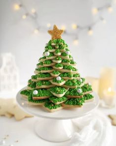 a decorated christmas tree on a white plate