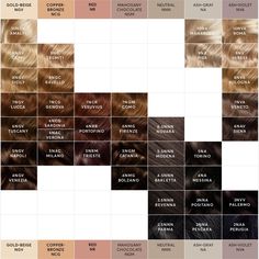 Schwarzkopf Hair Color Chart, Level 6 Hair Color, Hair Dye Color Chart, Hair Color Wheel, Madison Reed Hair Color, Blonde Hair Color Chart, Brown Hair Color Chart, Blond Hairstyles, Hair Chart