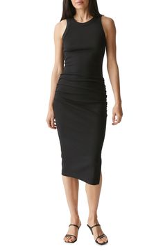 Michael Stars Wren Side Slit Sleeveless Body-Con Midi Dress | Nordstrom Stylish Leather Jacket, Staple Dress, Chiffon Evening Dress, Embroidered Chiffon, Leather Jacket Style, Chiffon Evening Dresses, Leather Jacket Outfits, Copenhagen Fashion Week, Slip Skirt