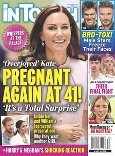 the cover of intouch magazine featuring kate, pregnant again and prince william's baby