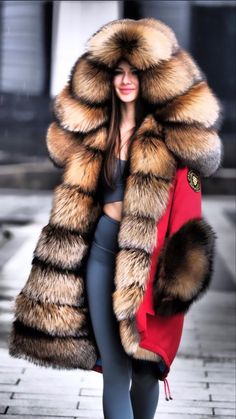 Fur Coat Street Style, Long Hooded Coat, Luxury Fluffy Winter Fur Coat, Luxury Chic Mink Fur Coat, Luxury Mink Fur Coat, Luxury Double-breasted Winter Fur Coat, Outfit Informal, Luxury Single-breasted Fall Fur Coat