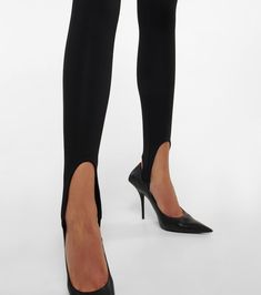 Wardrobe.NYC - High-rise stirrup leggings | Mytheresa Wardrobe Nyc, Stirrup Leggings, Black Wardrobe, Nothing More, Stirrups, Outfits With Leggings, Strap Heels, Kitten Heels, Zip Pockets