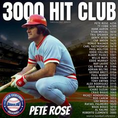 a baseball player holding a bat in front of a poster with the number 3500 hit club