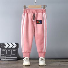 Fleece-lined Sports Pants for Children Boy - PrettyKid Pink Pants With Elastic Waistband For Winter, Pink Jogging Pants For Spring, Spring Pink Jogging Pants, Pink Winter Sweatpants For Jogging, Pink Winter Joggers, Pink Stretch Sweatpants For Winter, Pink Winter Sportswear Sweatpants, Sporty Pink Pants For Fall, Pink Cotton Joggers For Winter