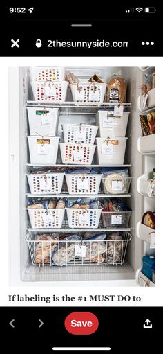 the inside of a refrigerator filled with lots of containers and bins full of food