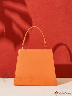 Bird in Bag - Leather Top Handle Bag with Stitching Accents Novelty Bags, Bird In Bag, Bag Bag, Handle Bag, Leather Top, Color Orange, Top Handle, Orange Color, Leather Bag