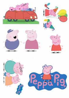 peppo pig stickers are shown in various shapes and sizes