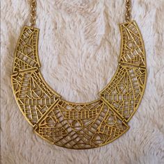 Gold Aztec Patterned Statement Necklace, Worn Once Brand New Condition!! Gold Statement Necklace, Brass Necklace, Aztec Pattern, Womens Jewelry Necklace, Choker, Statement Necklace, Jewelry Necklaces, Necklaces, Womens Sizes