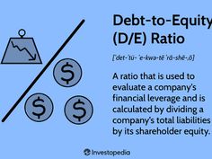 a blue background with the words debt - to - equity d / e ratio