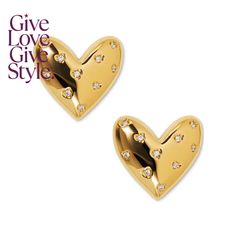 in stock Pave Earrings, Heart Stud Earrings, Puffy Heart, Heart Studs, Heart Earrings Studs, Gold Earrings Studs, Heart Earrings, Gold Earrings, Cubic Zirconia