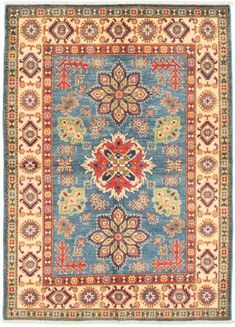 Afghan Finest Gazni 5'0" x 6'9" Hand-knotted Wool Blue Rug | ECARPETGALLERY Red Rooms, Red Accents, Blue Rug, Handwoven Rugs, Rug Making