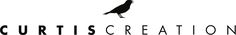 a black and white logo with a bird on it's head that says curtis creations