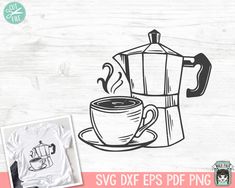 svg coffee mug and cup with steam coming out of it