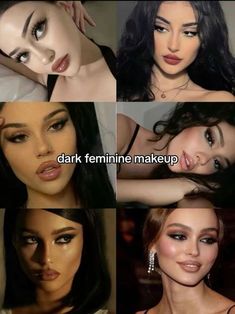 Dark Feminine Makeup Brown Eyes, Dark Blush Makeup, Clean Dark Makeup, Dark Natural Makeup Looks, Dark Femine Makeup Aesthetic, Dark Feminine Look, Dark Feminine Makeup Soft, Dark Feminine Makeup Aesthetic, Scorpio Makeup Aesthetic