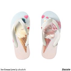 Ice Cream Love Kid's Flip Flops Kids Flip Flops, Chart Design, Custom Accessories, Womens Flip Flop, Kid Shoes, Girls Shoes, Art For Kids, Valentine Day Gifts, Baby Shoes