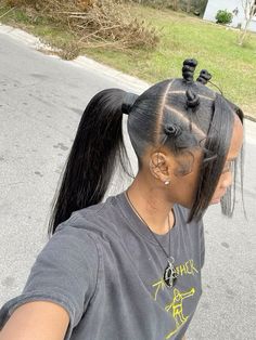 #black #blackhairstyles #blackgirl 3 Ponytail Hairstyle Black Women, Creative Straight Hairstyles, Black Ponytail Hairstyles Natural, Bantu Knots Ponytail Hairstyles, Y2k Ponytail Hairstyles, Bantu Knots With Ponytail, Quick Hairstyles Black Women, 90s Natural Hairstyles For Black Women, Sew Ins Hairstyles For Black Women