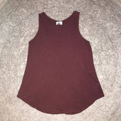 Nwt Old Navy High Neck Tank In A Burnt Red Color. The Bottom Has A Curved Hem. 100% Rayon Sporty Red Tops For Everyday Wear, Sporty Red Tops For Everyday, Burnt Red, High Neck Tank, Old Navy Tops, Navy Tops, Red Color, Old Navy, High Neck