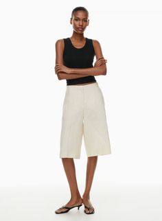 GROUNDBREAKER LINEN CAPRI | Aritzia Summer Linen Cropped Leg Capris, Linen Summer Capris With Cropped Leg, Linen Cropped Leg Capris For Summer, Summer Linen Capri-length Capris, Chic Summer Capris With Relaxed Fit, Spring Linen Capris, Summer Linen Capri Pants, Relaxed Fit Capris For Summer Daywear, Relaxed Fit Summer Capris For Daywear