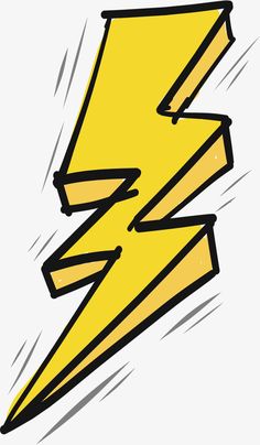 a drawing of a yellow lightning bolt