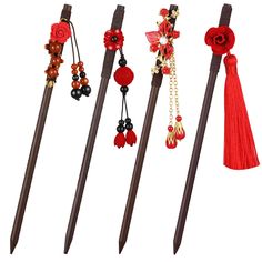 PRICES MAY VARY. Exquisite Craftsmanship: these vintage Chinese hair accessories are made of quality natural wood, which is sturdy, corrosion resistant, lightweight, and long lasting, the glass beads or metal decoration on the hair stick are not only nice looking but also reliable 4 Styles in One Set: there are 4 pieces of Chinese hair sticks in 4 different styles, which can meet your different needs of dressing up, doesn't feel out of style, easy to match your various clothes and hair color, wh Hair Classic Style, Japanese Hair Stick, Hair Chopsticks, Geisha Hair, Lakaran Fesyen, Retro Chinese, Chinese Accessories, Chopstick Hair, Japanese Hair