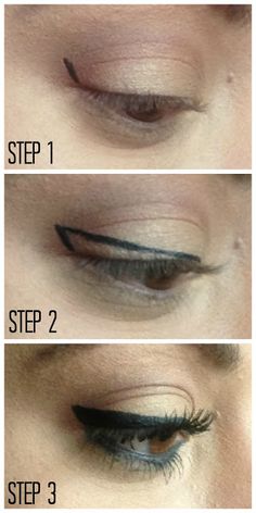 Winged Eyeliner Tutorial... maybe one day I'll figure out how to wear makeup... Top Eyeliner, Easy Winged Eyeliner, Eyeliner Tips, Eyeliner Hacks, Winged Eyeliner Tutorial, Makeup Tip, Smink Inspiration, Makijaż Smokey Eye, Makeup Tricks