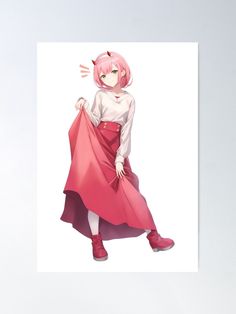 "Darling's Muse - Zero Two Waifu Dress Art" Poster for Sale by gan-vogh | Redbubble Zero Two, Darling In The Franxx