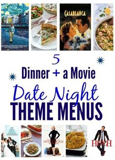 the movie poster for dinner and a movie date night theme menu