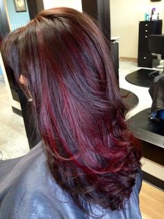 Halo Hair Color, Red Halo Hair, Hair Color With Bangs, Pelo Color Borgoña, Black And Red Hair, Red Highlights In Brown Hair