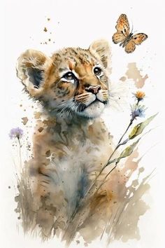 Nursery Animal Paintings, Baby Animals Drawings, Lioness Watercolor, Guinea Fowl Art, Animal Watercolor Paintings, Watercolor Animal Paintings, Cute Watercolor Animals, Cute Animals Painting, Baby Animals Watercolor