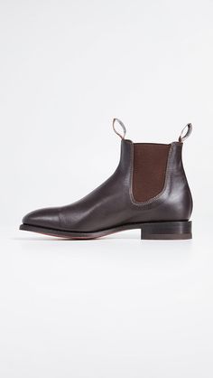 R.M. Williams Classic RM Leather Chelsea Boots | EAST DANE R M Williams Boots, Brown Leather Chelsea Boots, R.m. Williams, New Century, Leather Chelsea Boots, Classic Leather, Stacked Heel, Full Grain Leather, Timeless Design