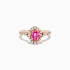 14K Rose Gold Pink Sapphire and Diamond Ring Pink Spinel, Sapphire And Diamond Ring, Rose Gold Pink, Effy Jewelry, Pink Sapphire, Gold Rose, Diamond Ring, Dream Wedding, Sapphire