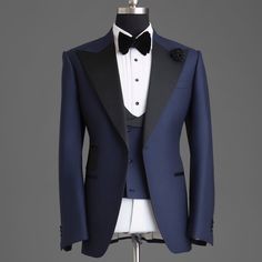 L Formal Season Is Here! Classic Staple Tuxedo Be Different Anyone Can Wear a Black Tuxedo. #keepwinning #antarlevar #tuxedo #handmade Navy Blue Groom, Men Suits Wedding, Prom Blazers, Navy Blue Tuxedos, Suits Wedding, Best Blazer, Man Blazer, Blue Tuxedos