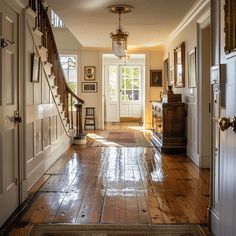 A beautifully maintained English countryside hallway, with polished wooden floors, gleaming brass fixtures, and carefully preserved historic elements, showcasing the enduring charm of classic design7 Rural Aesthetic, Cottage Hallway, Countryside Aesthetic, Mid Century Minimalist, Perfect English, Wainscoting Panels