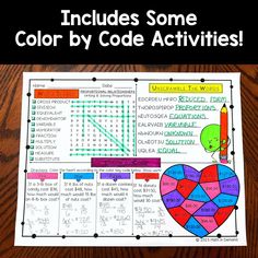 the color by code activity for valentine's day