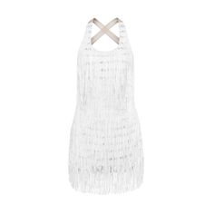 The dress impresses with its fully fringed and backless design, making you look more outstanding and attractive.  Carefully selected mesh fabric and tassels make the outfit more luxurious than ever  Suitable for parties, dates, dining, event, etc. Professional Spot Clean Only White Fringe Dress, Backless Mini Dress, Fringe Dress, International Fashion, Ladies Dress Design, Mesh Fabric, Independent Designers Fashion, Dress Clothes For Women, Perfect Dress